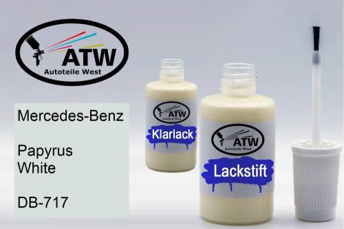 Mercedes-Benz, Papyrus White, DB-717: 20ml Lackstift + 20ml Klarlack - Set, von ATW Autoteile West.